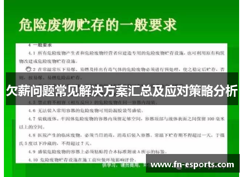 欠薪问题常见解决方案汇总及应对策略分析
